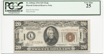 20 Dollars 1934 (Jackson) Hawaii Note