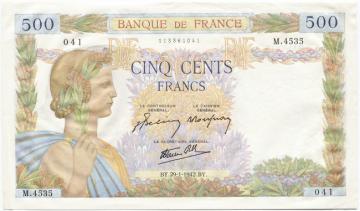 500 Francs 1941 (Allegorie des Friedens)