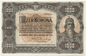 1000 Korona 1920 (Szent István)