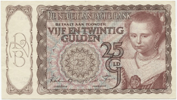 25 Gulden 1943 (Mädchenportrait nach Moreelse)