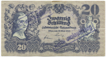 20 Schilling 1945 (Bauernmadl) -ÜD: nicht umlauffähig-