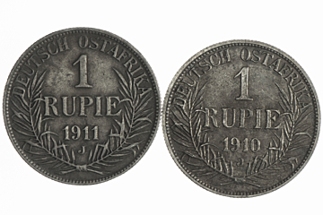 Lot (2) Rupie 1910 J, 1911 J