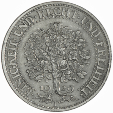5 Reichsmark 1929 F Eichbaum