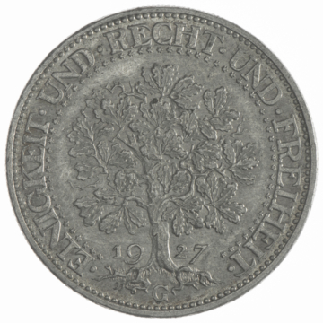 5 Reichsmark 1927 G Eichbaum
