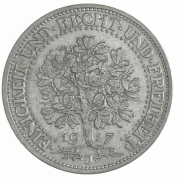 5 Reichsmark 1927 J Eichbaum