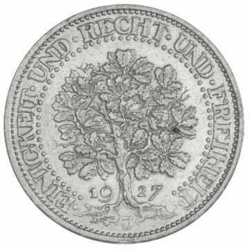 5 Reichsmark 1927 J Eichbaum