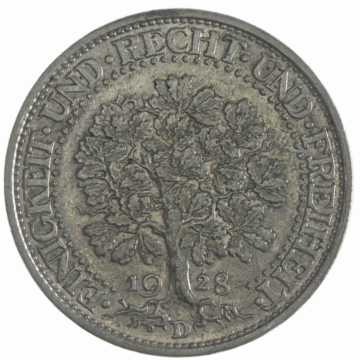 5 Reichsmark 1928 D Eichbaum