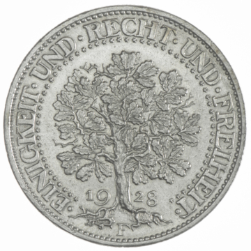 5 Reichsmark 1928 F Eichbaum
