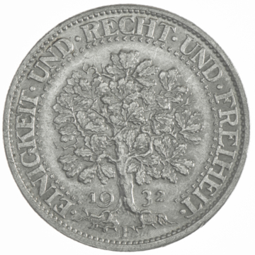 5 Reichsmark 1932 F Eichbaum