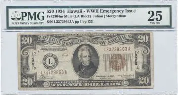 20 Dollars 1934 (Jackson) Hawaii Note