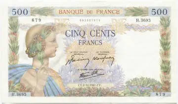 500 Francs 1941 (Allegorie des Friedens)