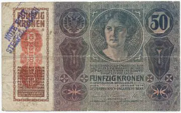 50 Kronen 1919 (Überdruckprovisorium m. Falsifizierungsstempel)
