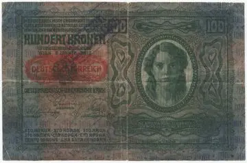 100 Kronen 1919 (Überdruckprovisorium m. Falsifizierungsstempel)