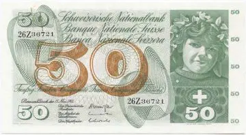 50 Franken 1968 (Mädchenportrait)