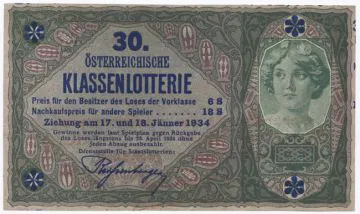 Los zu 6 und 18 Schilling 1934 (Lotterielos auf Donaustaat-Note)