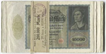 20 x 10000 Mark 1922 (Männerportrait nach A. Dürer) -Bündel m. Originalbanderole-
