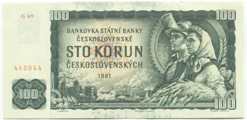 100 Korún ceskoslovenských 1961 (Industriearbeiter und Landarbeiterin)