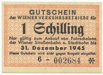 1 Schilling 1945 (Notgeld für Wiener Nahverkehr)