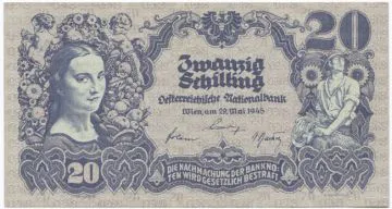 20 Schilling 1945 (Bauernmadl) -mit Wasserzeichen-