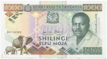 1000 Shillings 1990 (Präsident Mwinyi)