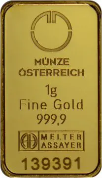 Münze Österreich Goldbarren 1 g - Kinegram