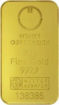 Münze Österreich Goldbarren 20 g