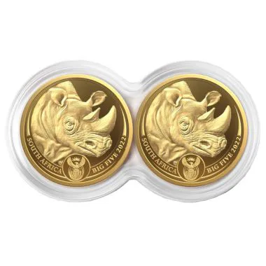 Big Five II - Rhino 2 x 1/4 Ounce Gold Proof Coin Set