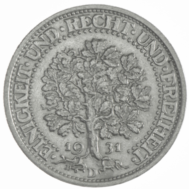 5 Reichsmark 1931 D Eichbaum